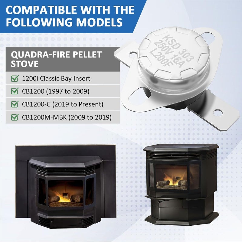 WKZO SRV230-0900 High Limit Switch for Quadra-Fire Classic Bay 1200i & CB1200 Pellet Stoves Snap Disc #2 Safety Sensor Thermodisc,Snap Disc Switch High Temp Limit 200°F, Auto-Reset - Image 3